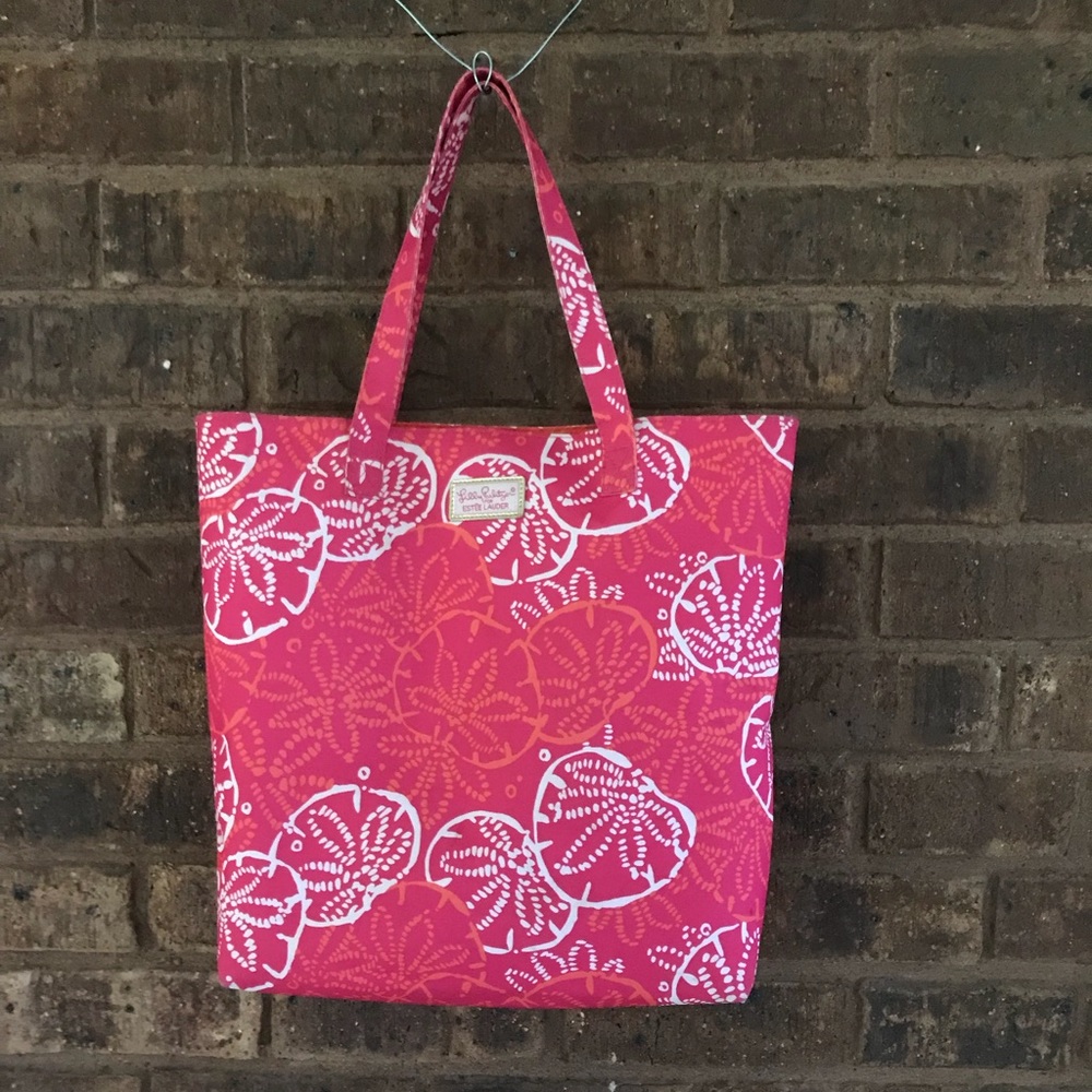 Lilly Pulitzer for Estée Lauder pink tote bag